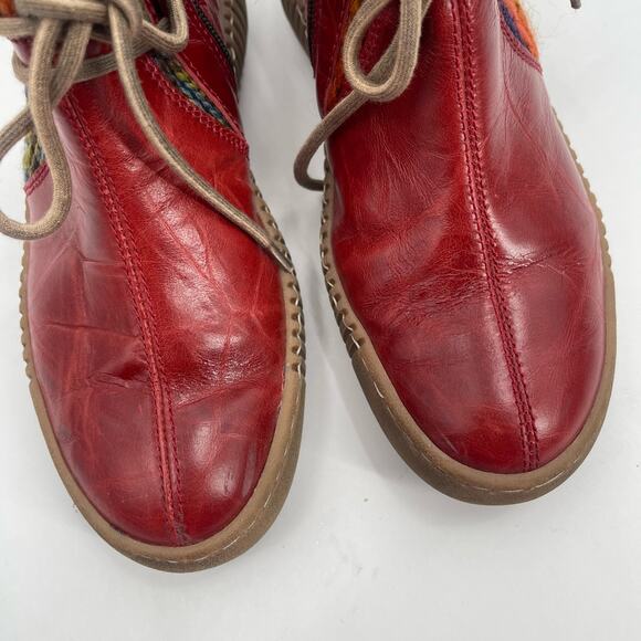 JOSEF SEIBEL Boots Size 36 (US 6) Maren 18 Bootie Leather Red Yarn Ankle Boho - Picture 7 of 14
